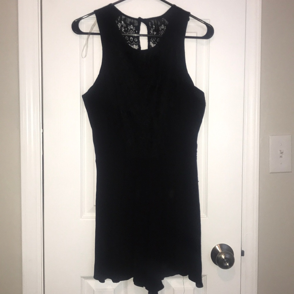 Black romper with lace detail